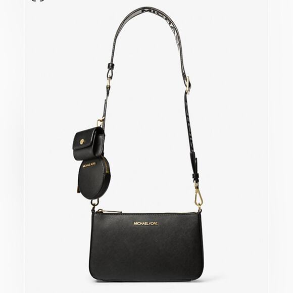 Michael kors Black Jet Set Saffiano Leather Crossbody Bag Case Apple Airpods Pro - Picture 2 of 8